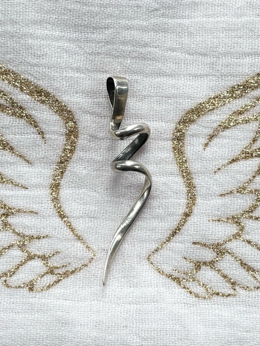 Sterling Silver Twisted Spiral Pendant - Silver